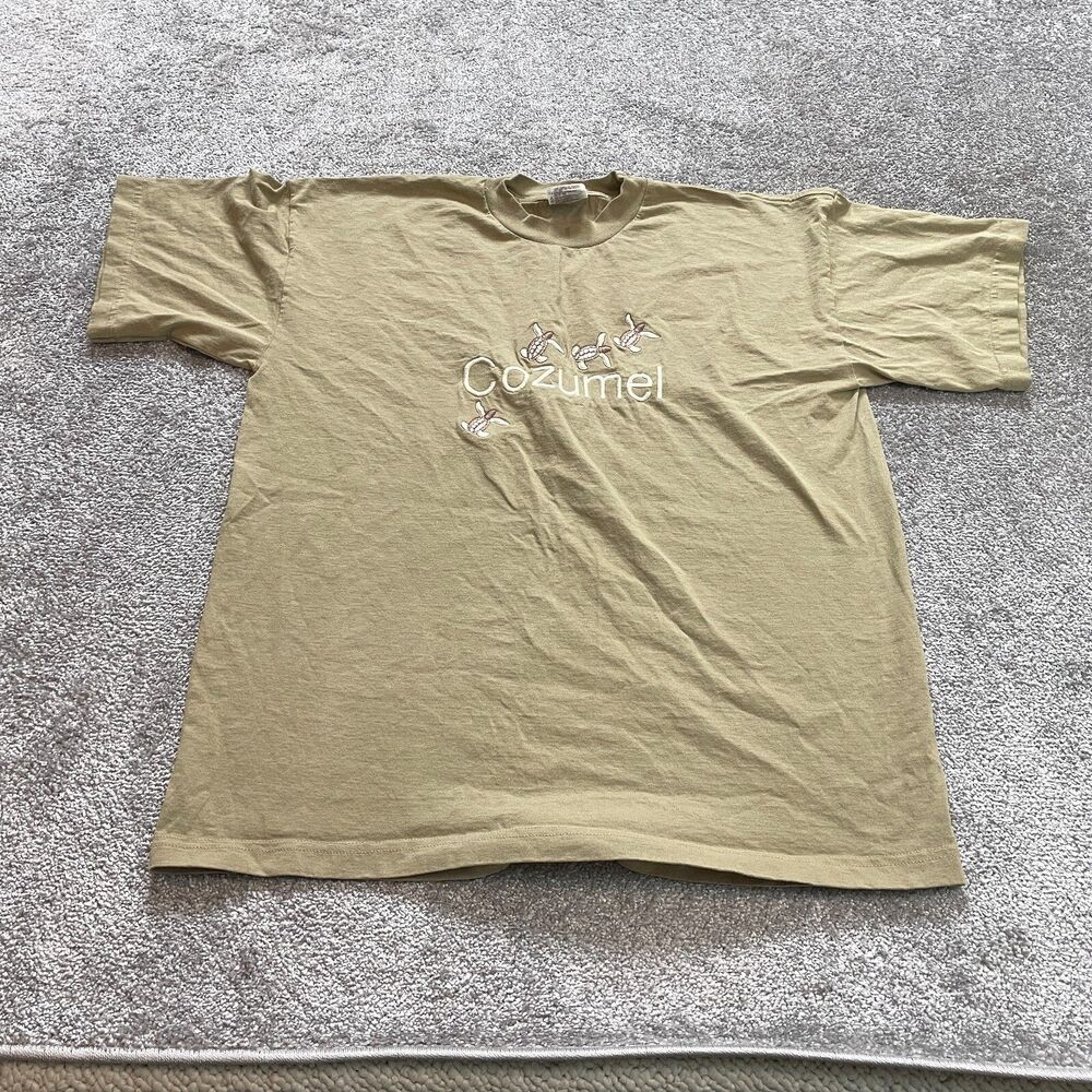 Sport Hockey Wear Shirt Adult XL Brown Heavy Weight Short Sleeve Cozumel Logo